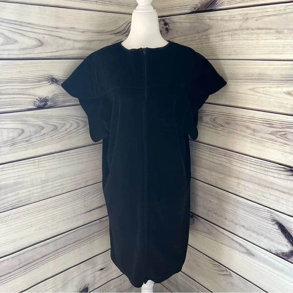 Vintage Yves Saint Laurent Black Velour Beach Swim Cover Up Dress